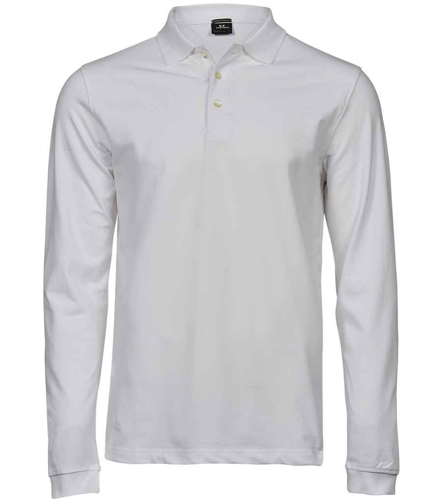 Tee Jays Luxury Stretch Long Sleeve Polo Shirt | White - Lancashire Teamwear
