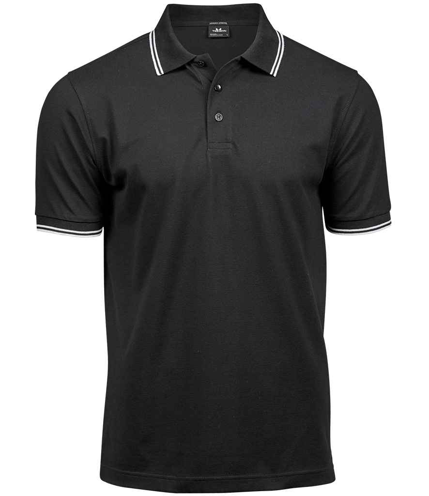 Tee Jays Luxury Stretch Tipped Polo Shirt Black/White