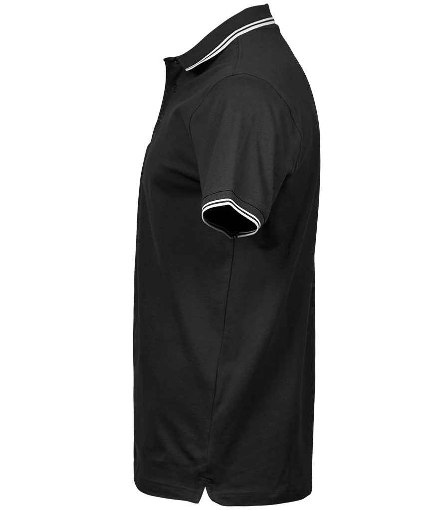 Tee Jays Luxury Stretch Tipped Polo Shirt | Black/White - Lancashire Teamwear