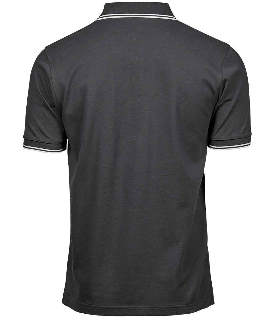 Tee Jays Luxury Stretch Tipped Polo Shirt | Dark Grey/White - Lancashire Teamwear