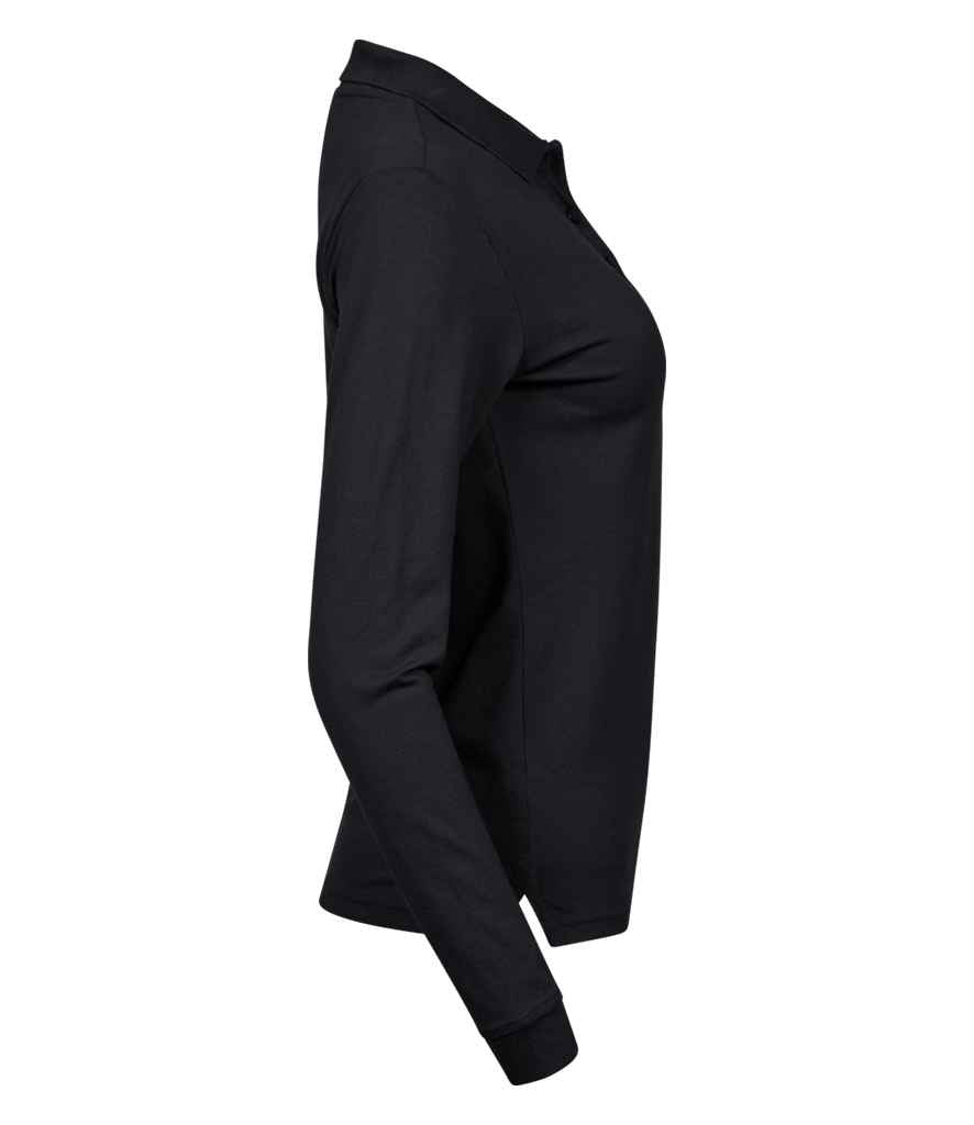 Tee Jays Ladies Luxury Stretch Long Sleeve Polo Shirt | Black - Lancashire Teamwear