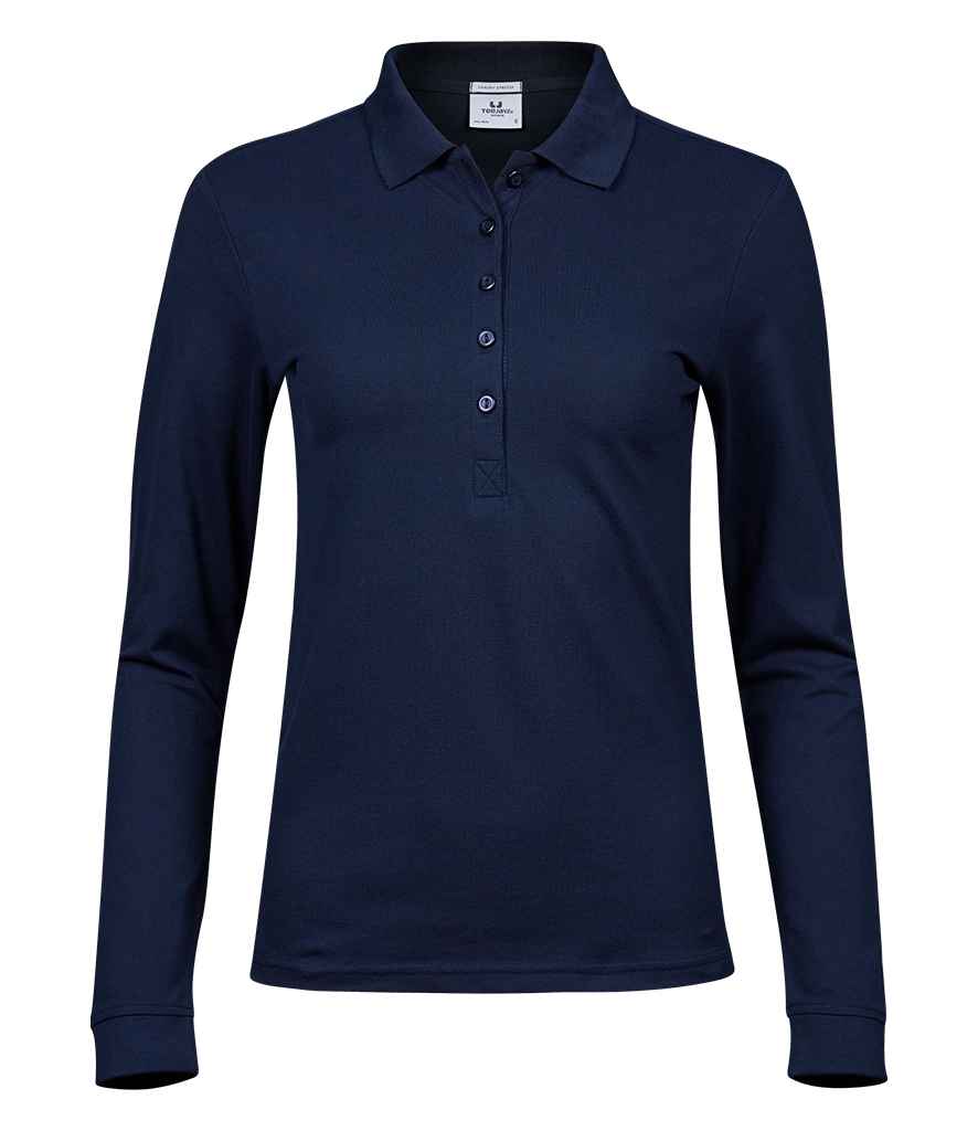 Tee Jays Ladies Luxury Stretch Long Sleeve Polo Shirt Navy