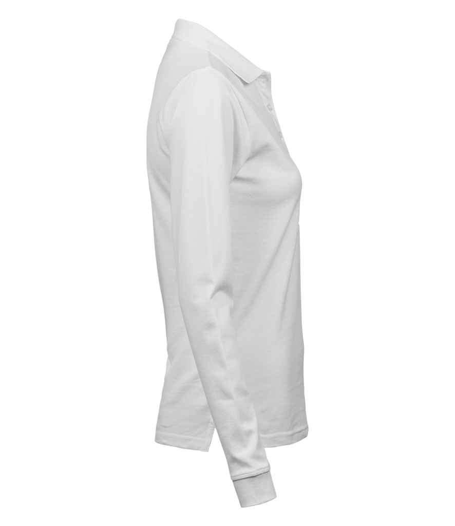 Tee Jays Ladies Luxury Stretch Long Sleeve Polo Shirt | White - Lancashire Teamwear
