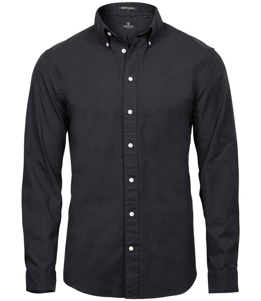 Tee Jays Perfect Long Sleeve Oxford Shirt | Black - Lancashire Teamwear