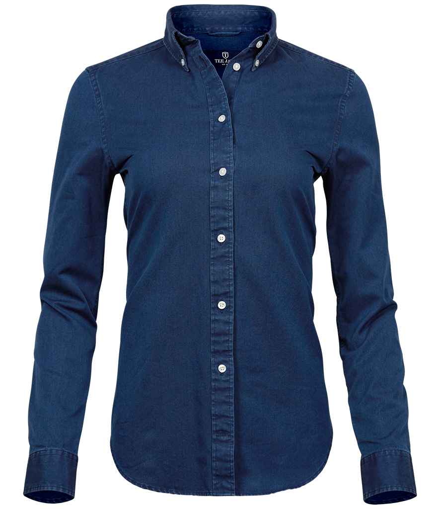Tee Jays Ladies Long Sleeve Casual Twill Shirt | Indigo - Lancashire Teamwear