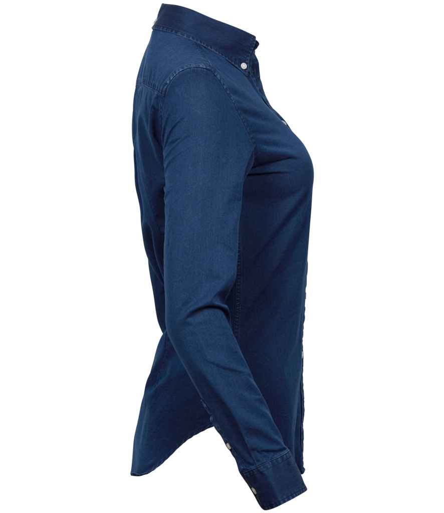 Tee Jays Ladies Long Sleeve Casual Twill Shirt | Indigo - Lancashire Teamwear