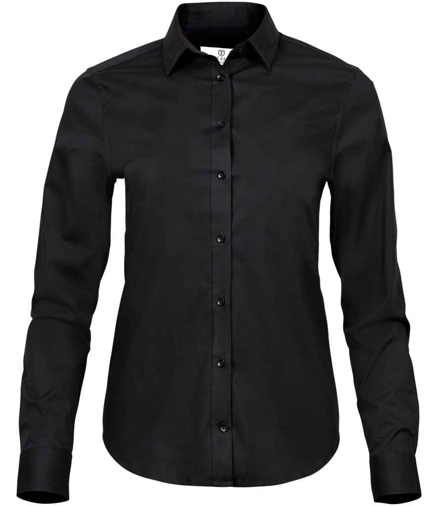 Tee Jays Ladies Stretch Luxury Long Sleeve Poplin Shirt Black