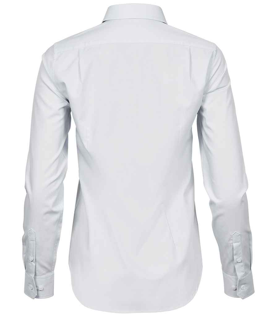 Tee Jays Ladies Stretch Luxury Long Sleeve Poplin Shirt | White - Lancashire Teamwear