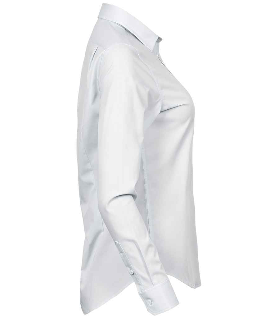 Tee Jays Ladies Stretch Luxury Long Sleeve Poplin Shirt | White - Lancashire Teamwear