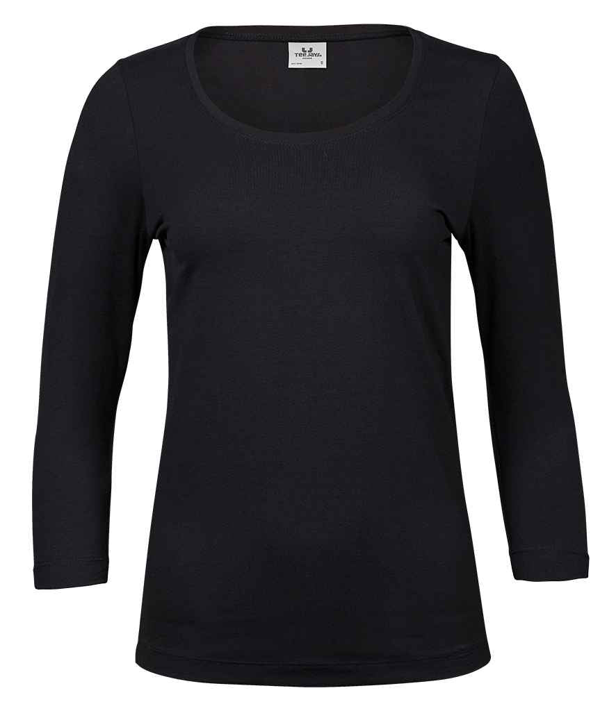 Tee Jays Ladies Stretch 3/4 Sleeve T-Shirt Black