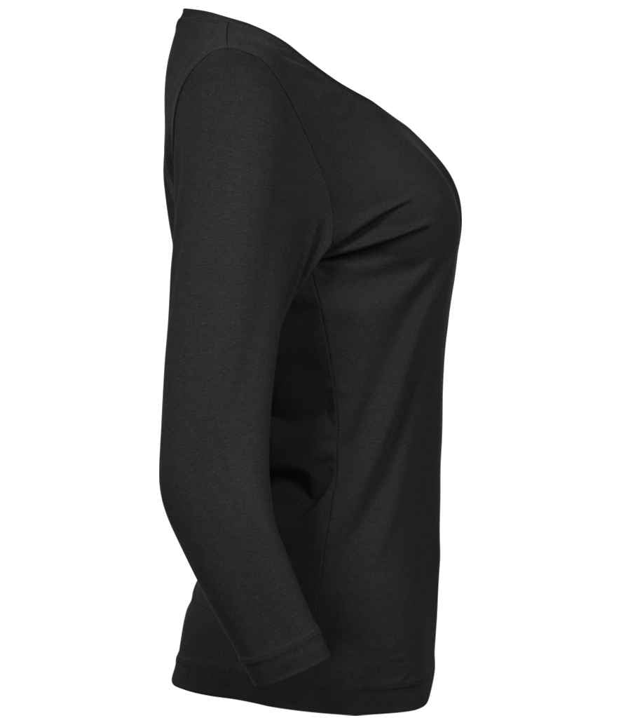 Tee Jays Ladies Stretch 3/4 Sleeve T-Shirt | Black - Lancashire Teamwear