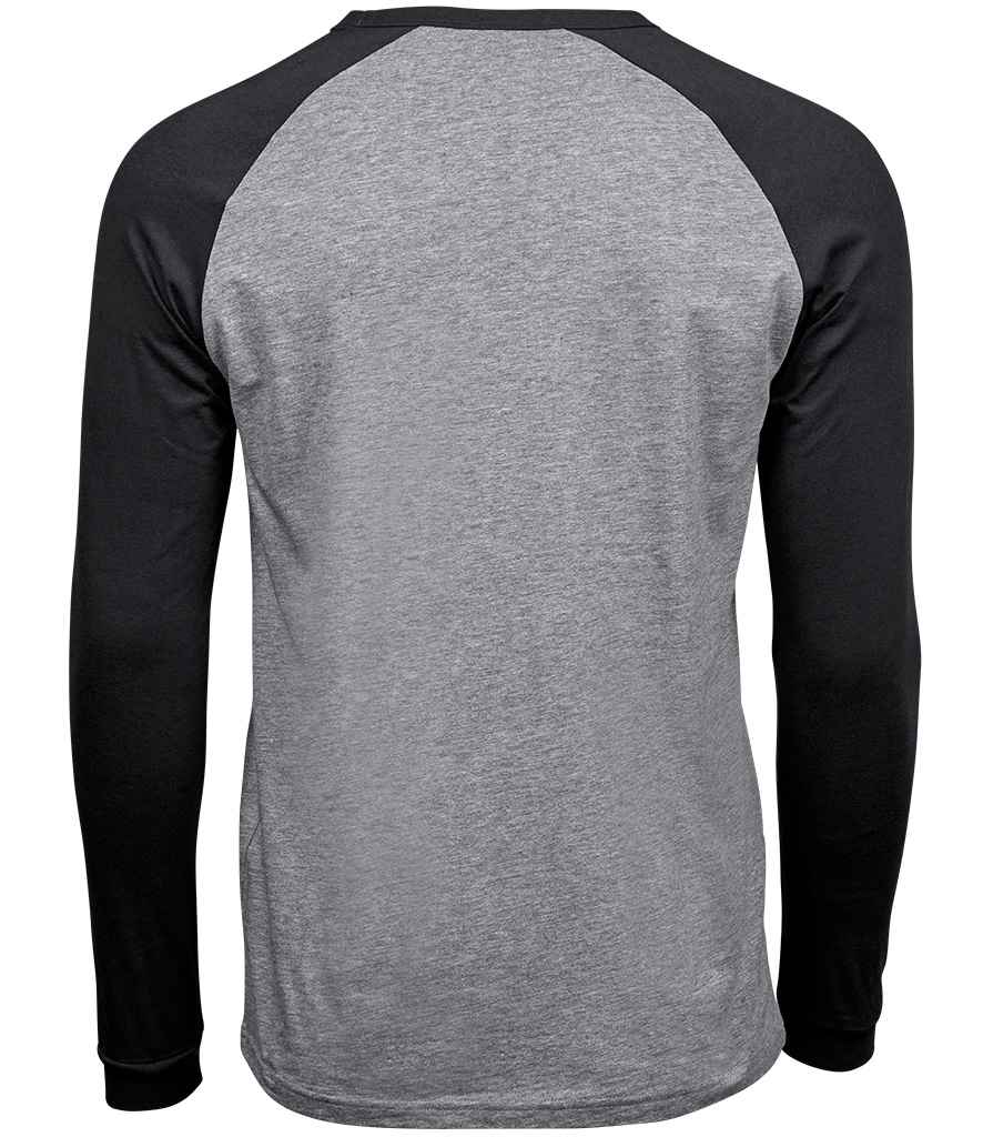 Tee Jays Long Sleeve Baseball T-Shirt | Heather Grey/Black - Lancashire Teamwear