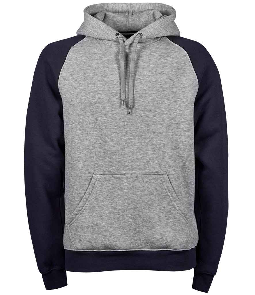 Tee Jays Two Tone Raglan Hooded Sweatshirt | Heather Grey/Navy - Lancashire Teamwear