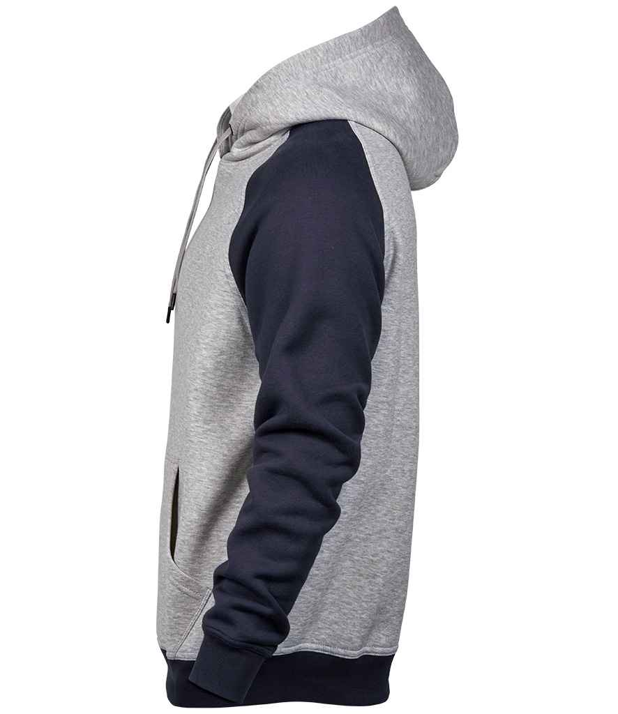 Tee Jays Two Tone Raglan Hooded Sweatshirt | Heather Grey/Navy - Lancashire Teamwear