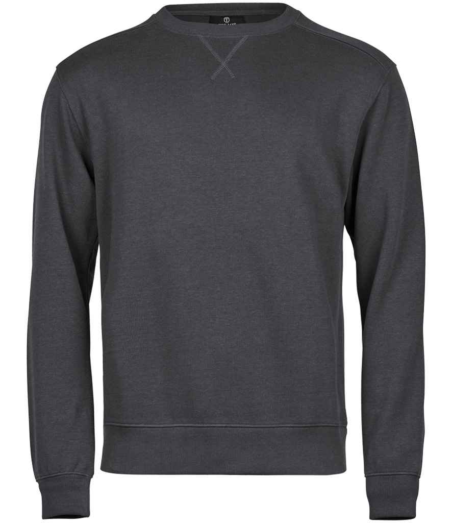 Tee Jays Ribbed Interlock Crew Neck Sweatshirt Dark Grey