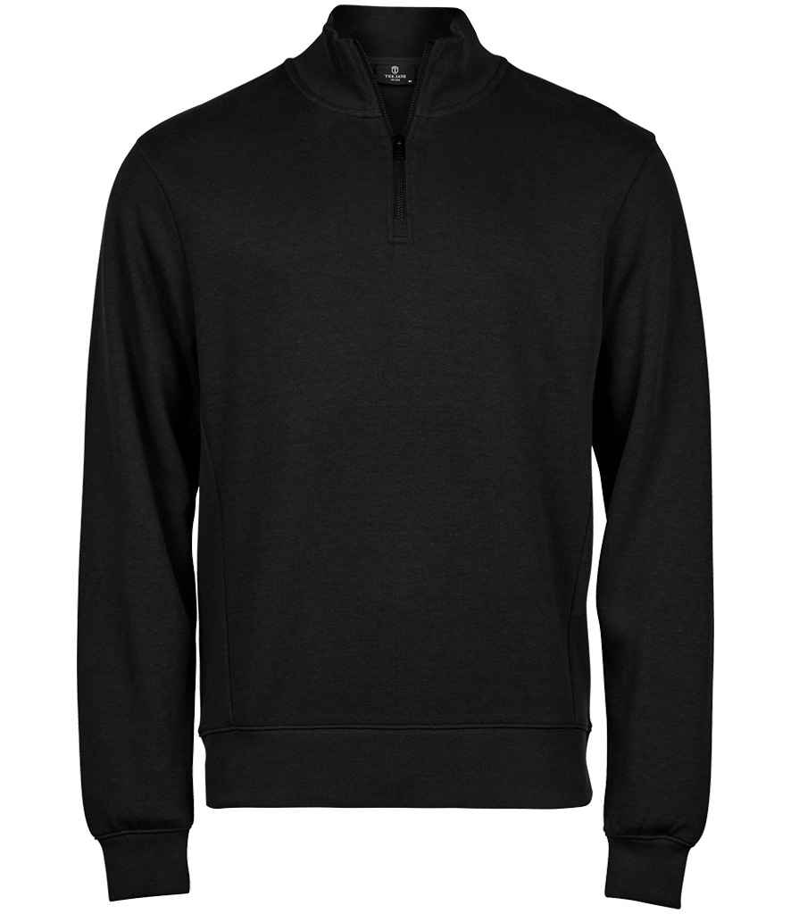 Tee Jays Ribbed Interlock Half Zip Sweatshirt | Black - Lancashire Teamwear