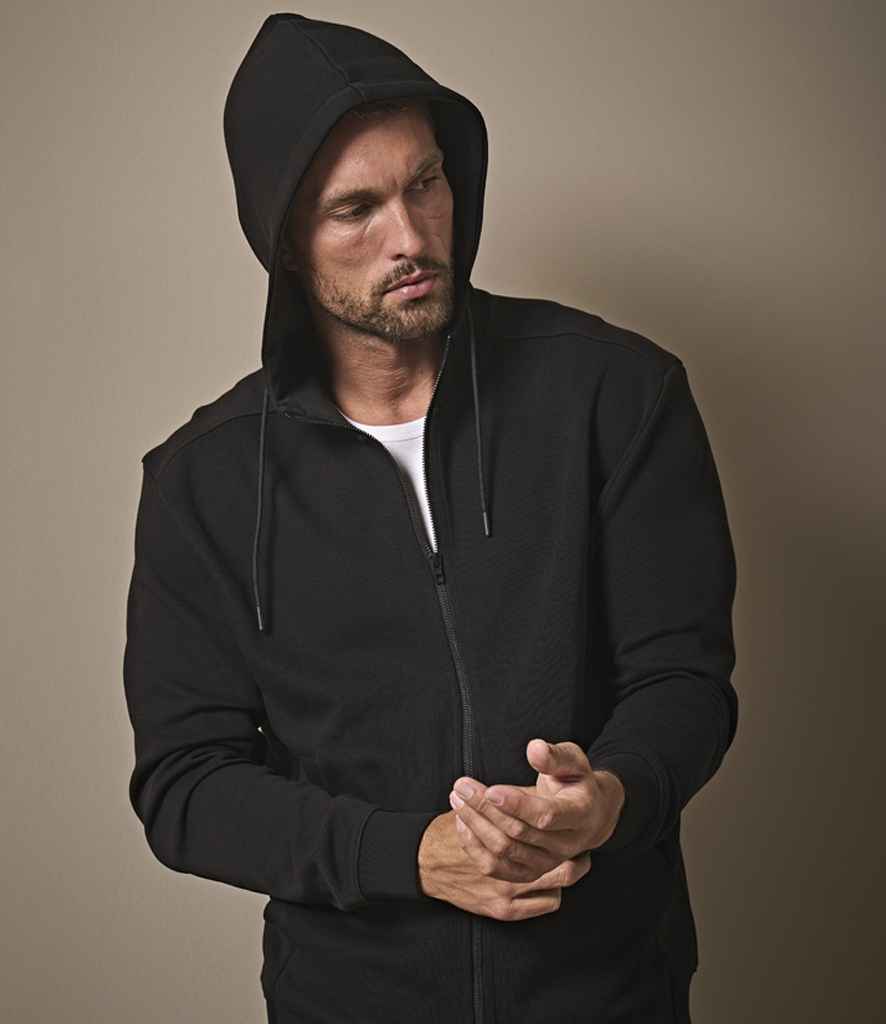 Tee Jays Ribbed Interlock Full Zip Hooded Sweatshirt | Black - Lancashire Teamwear