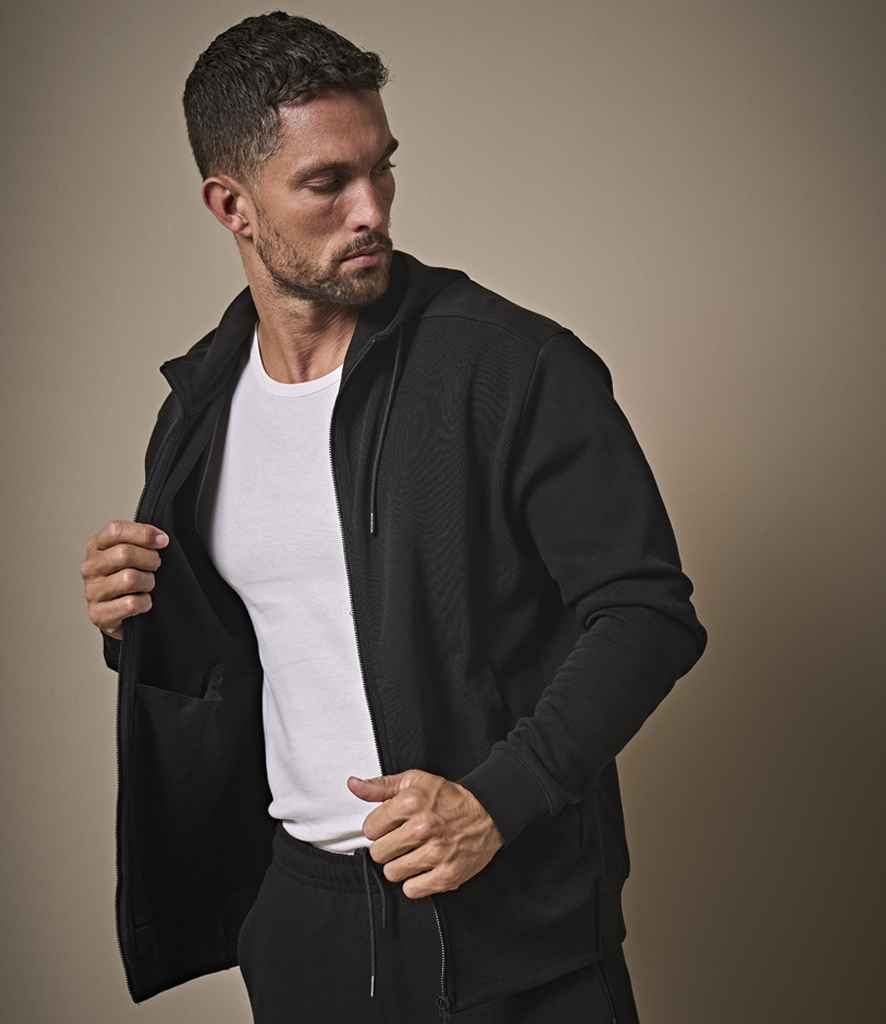 Tee Jays Ribbed Interlock Full Zip Hooded Sweatshirt | Black - Lancashire Teamwear