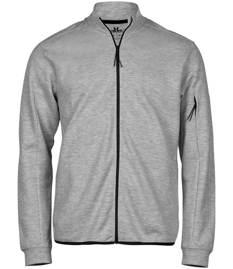 Tee Jays Athletic Full Zip Sweat Cardigan Heather Grey