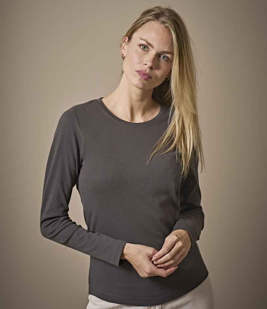 Tee Jays Ladies Long Sleeve Interlock T-Shirt | Dark Grey - Lancashire Teamwear