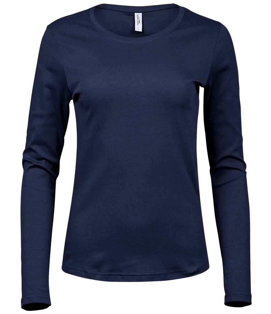 Tee Jays Ladies Long Sleeve Interlock T-Shirt | Navy - Lancashire Teamwear