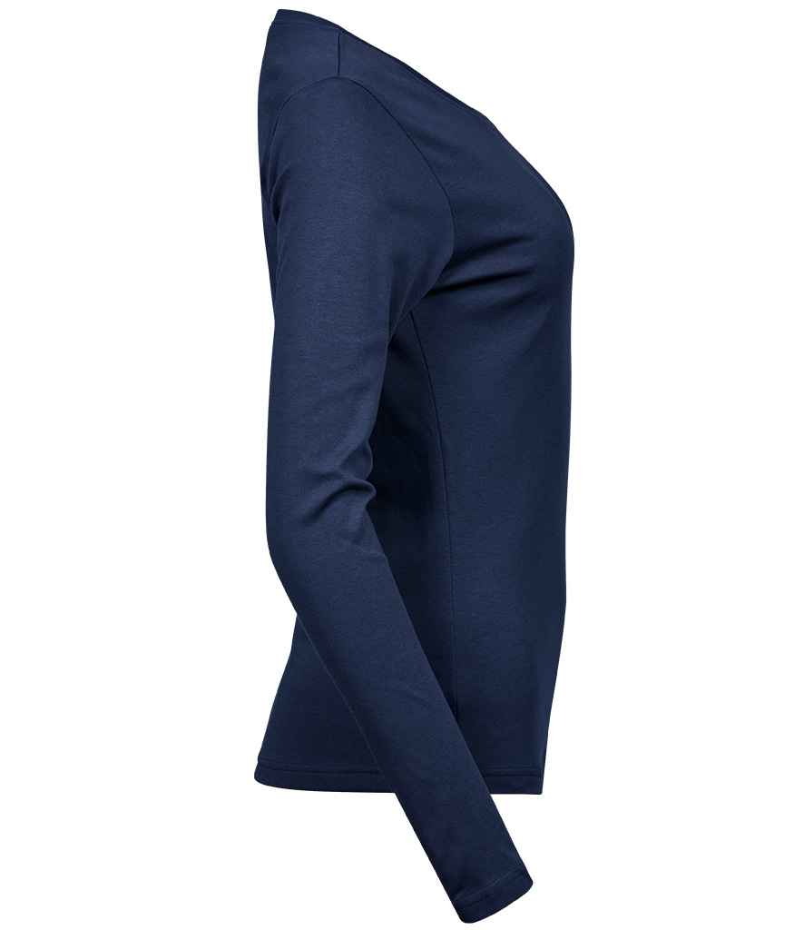 Tee Jays Ladies Long Sleeve Interlock T-Shirt | Navy - Lancashire Teamwear