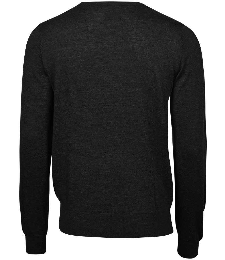 Tee Jays Merino Blend Crew Neck Sweater | Black Jumper - Lancashire Teamwear