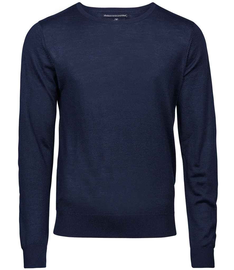 Tee Jays Merino Blend Crew Neck Sweater | Navy Jumper - Lancashire Teamwear