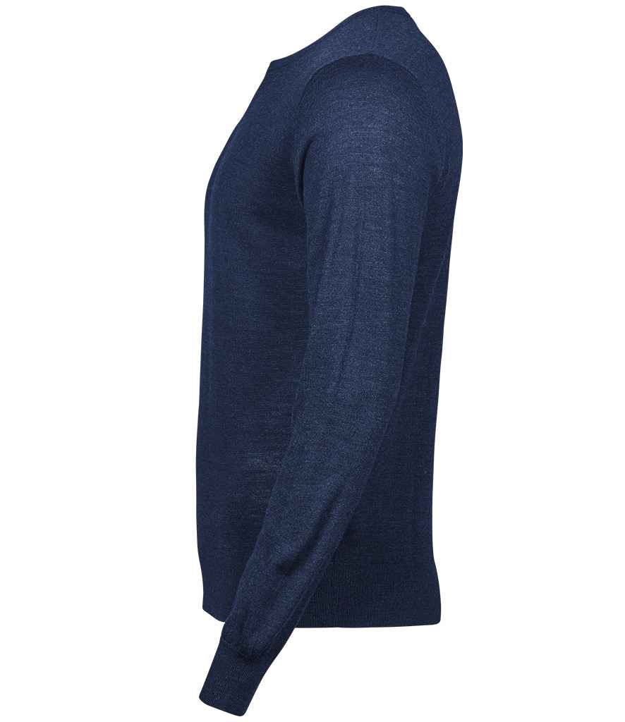 Tee Jays Merino Blend Crew Neck Sweater | Navy Jumper - Lancashire Teamwear