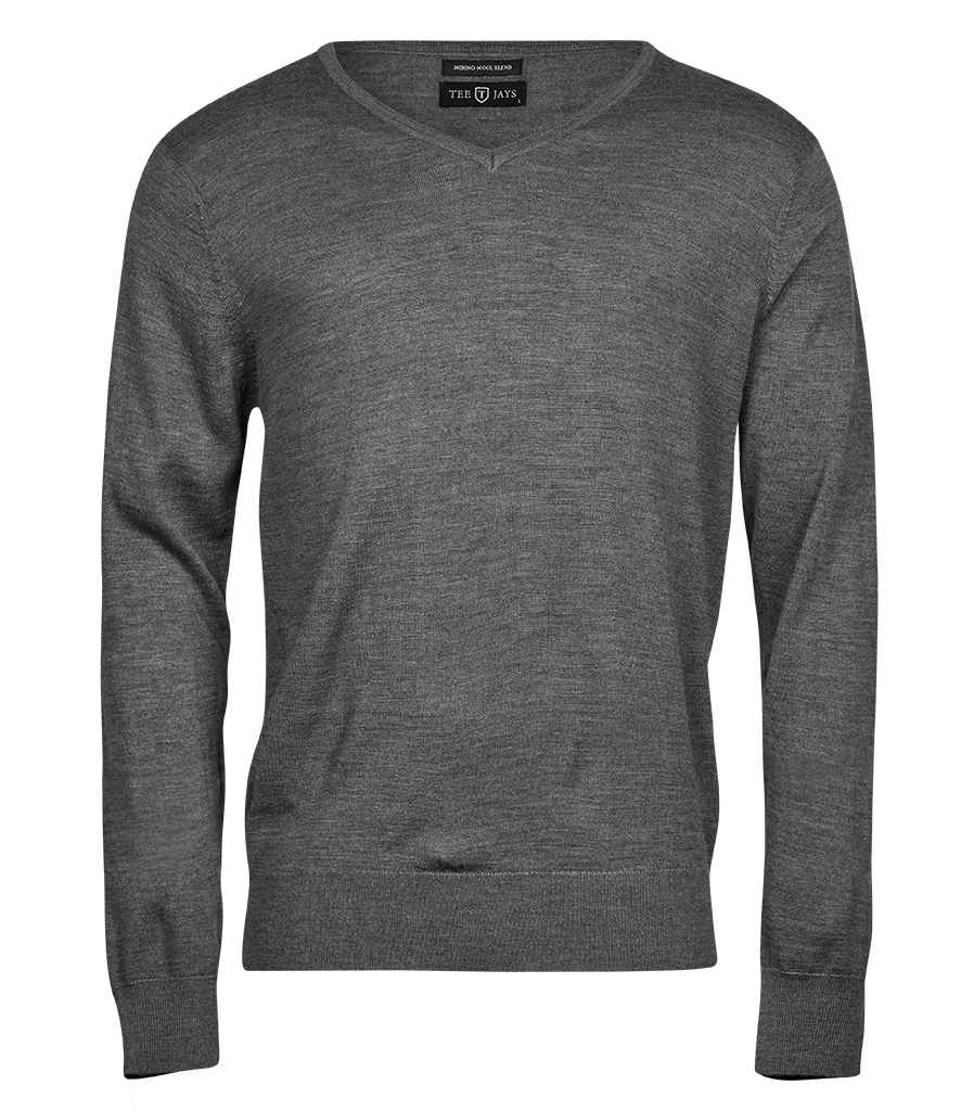 Tee Jays Merino Blend V Neck Sweater Grey Melange