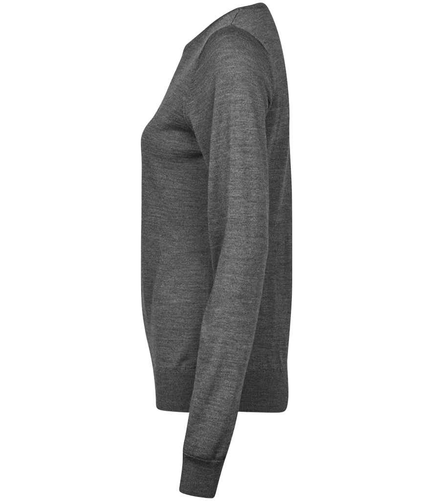 Tee Jays Ladies Crew Neck Sweater | Grey Melange Jumper - Lancashire Teamwear