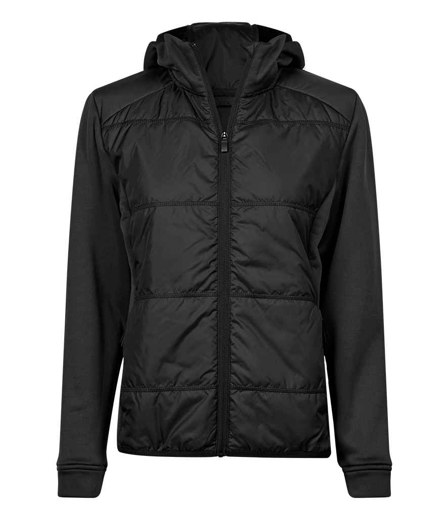 Tee Jays Ladies Hybrid-Stretch Hooded Jacket | Black/Black - Lancashire Teamwear