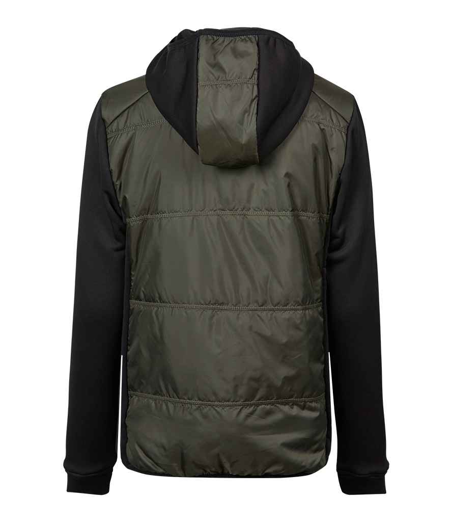 Tee Jays Ladies Hybrid-Stretch Hooded Jacket | Deep Green/Black - Lancashire Teamwear
