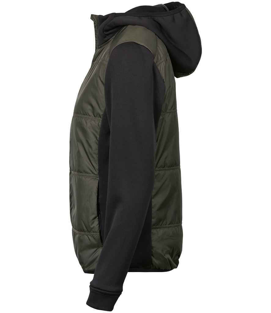 Tee Jays Ladies Hybrid-Stretch Hooded Jacket | Deep Green/Black - Lancashire Teamwear