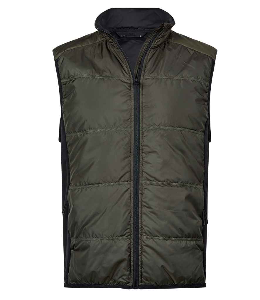 Tee Jays Hybrid-Stretch Bodywarmer | Deep Green/Black Gilet - Lancashire Teamwear
