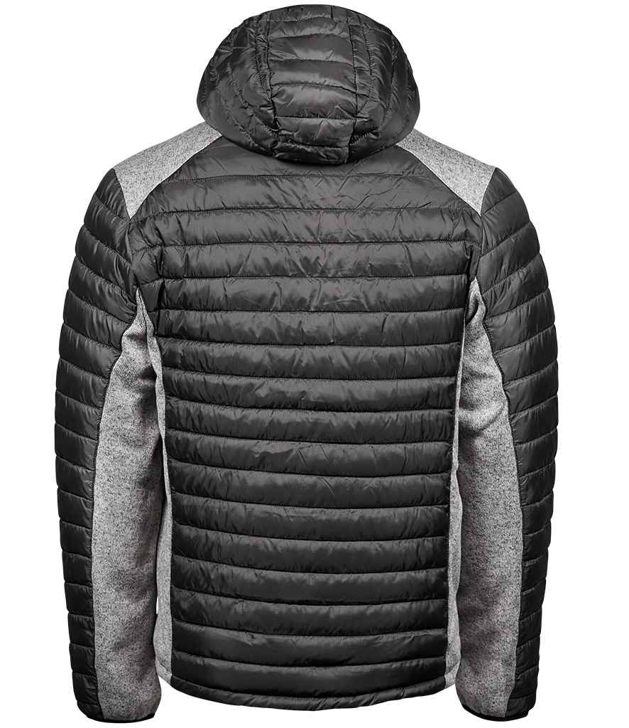 Tee Jays Crossover Hooded Padded Outdoor Jacket | Space Grey/Grey Melange - Lancashire Teamwear