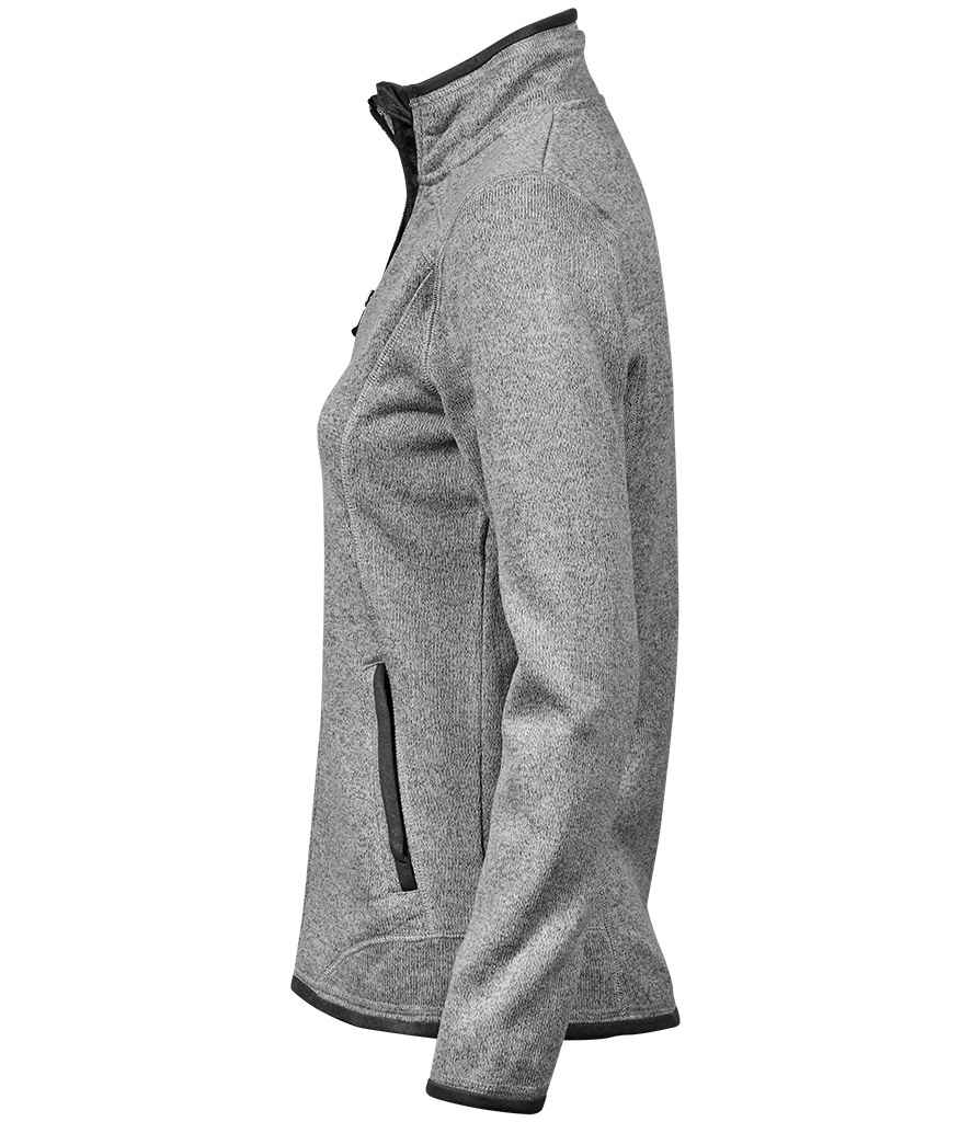 Tee Jays Ladies Knitted Outdoor Fleece Jacket | Grey Melange - Lancashire Teamwear