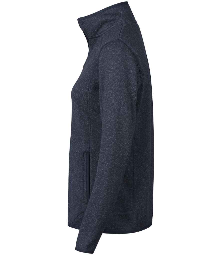 Tee Jays Ladies Knitted Outdoor Fleece Jacket | Navy Melange - Lancashire Teamwear