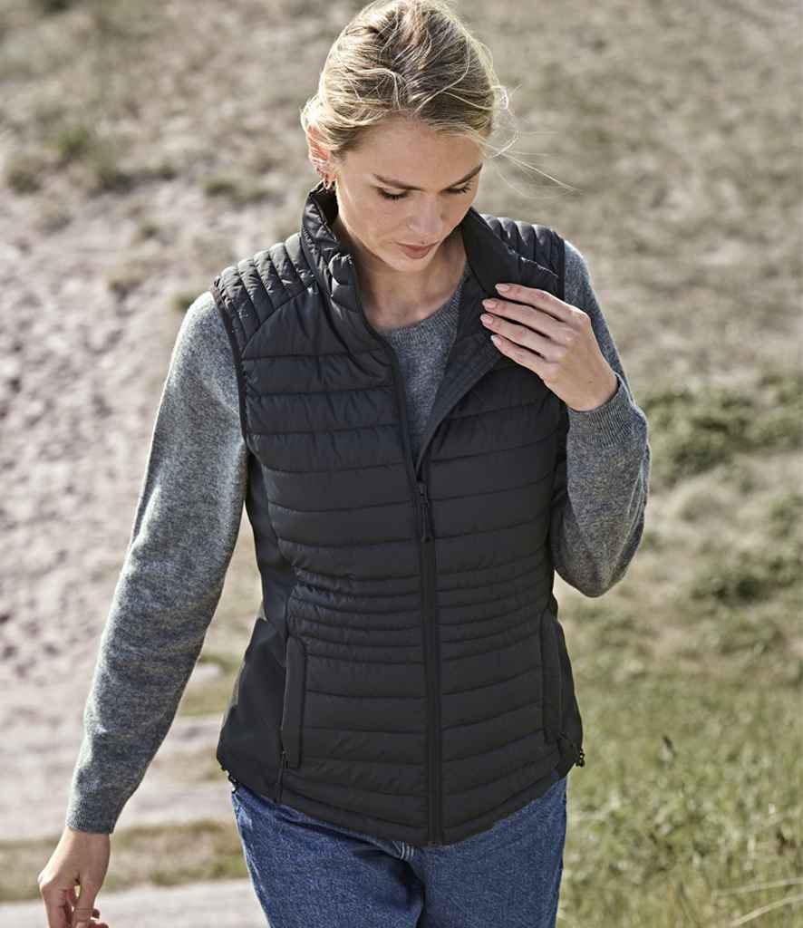 Tee Jays Ladies Crossover Padded Bodywarmer | Black/Black Gilet - Lancashire Teamwear