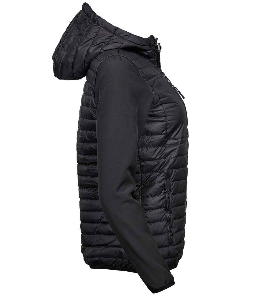 Tee Jays Ladies Crossover Hooded Jacket | Black/Black - Lancashire Teamwear