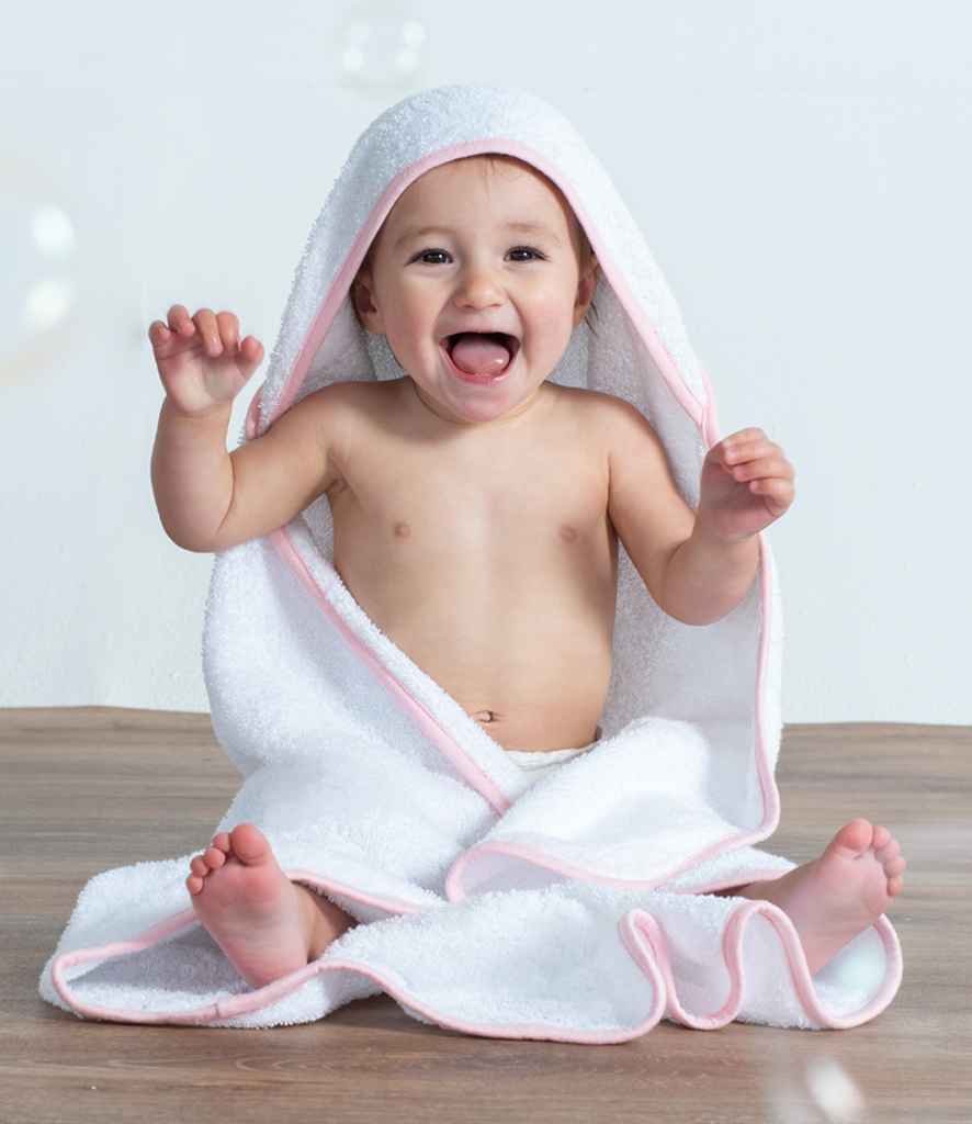 Towel City Babies Hooded Towel | White/Pink - Lancashire Teamwear