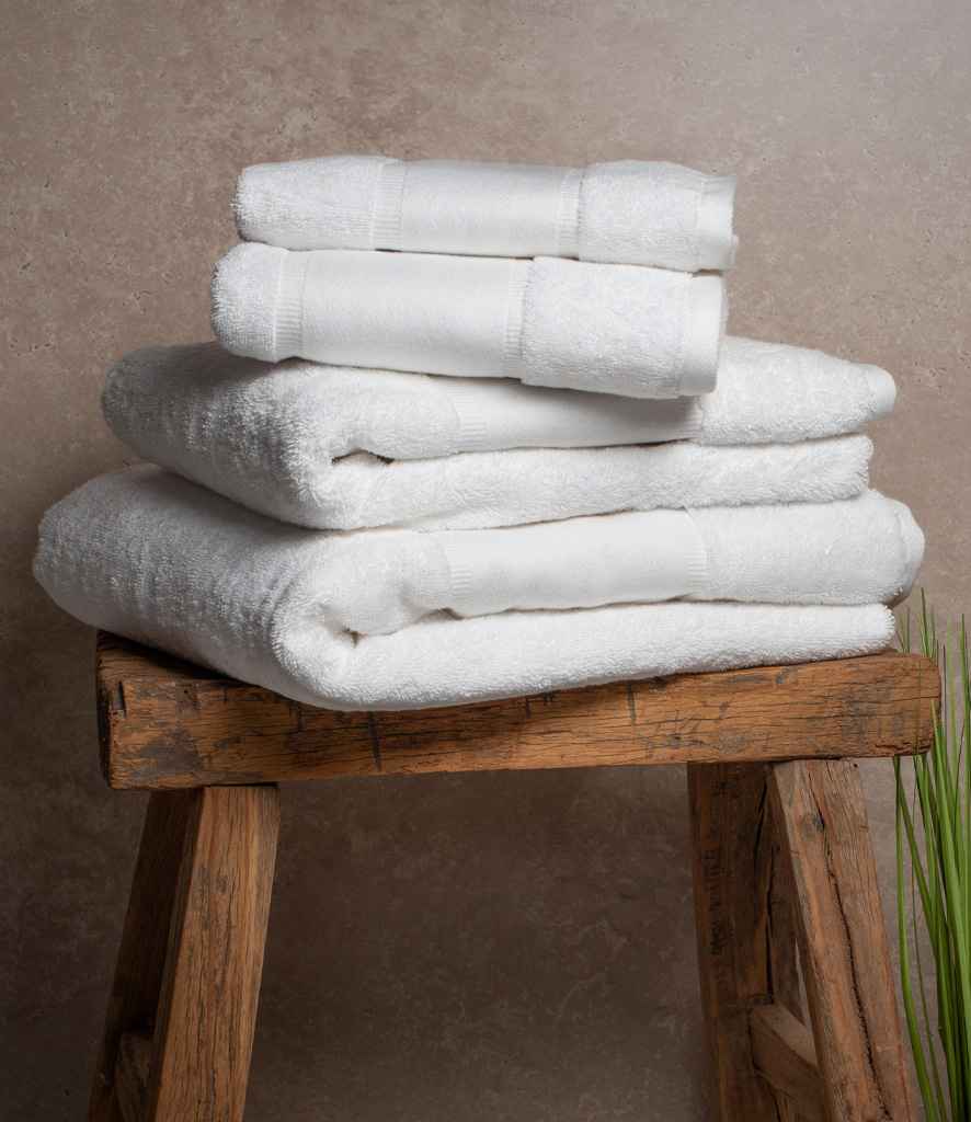 Towel City Organic Printable Border Hand Towel White