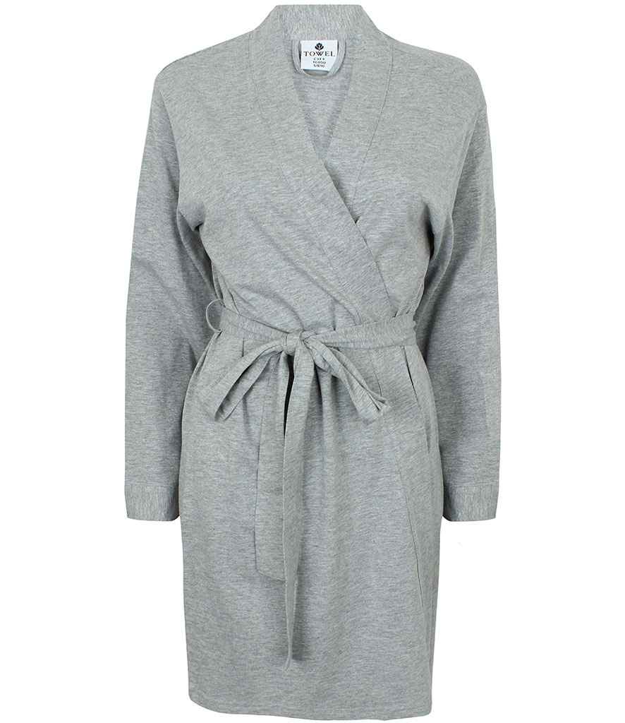 Towel City Ladies Cotton Wrap Robe Heather Grey