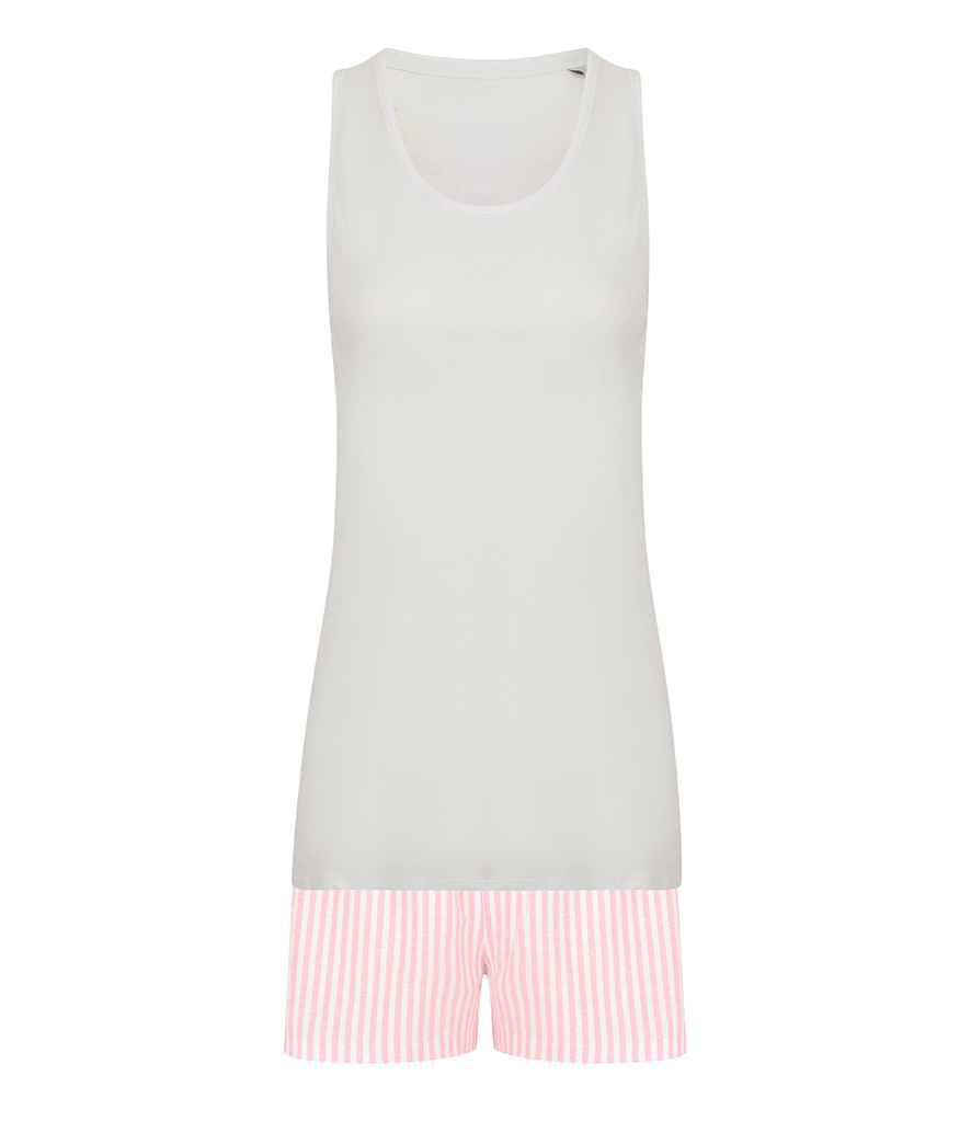Towel City Short PJ's in a Bag White/Pink