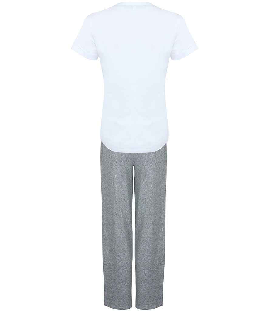 Towel City Long PJ's in a Bag | White/Heather Grey Pyjamas - Lancashire Teamwear