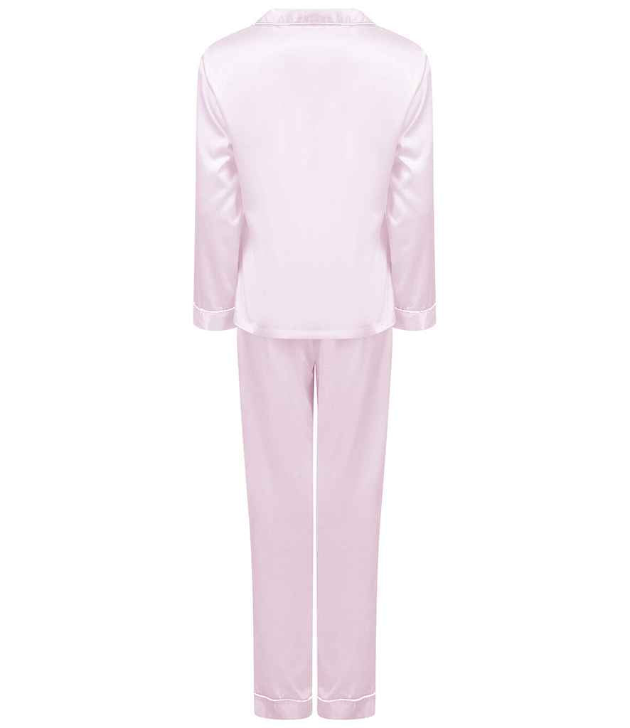 Towel City Ladies Satin Long PJ's | Light Pink Pyjamas - Lancashire Teamwear