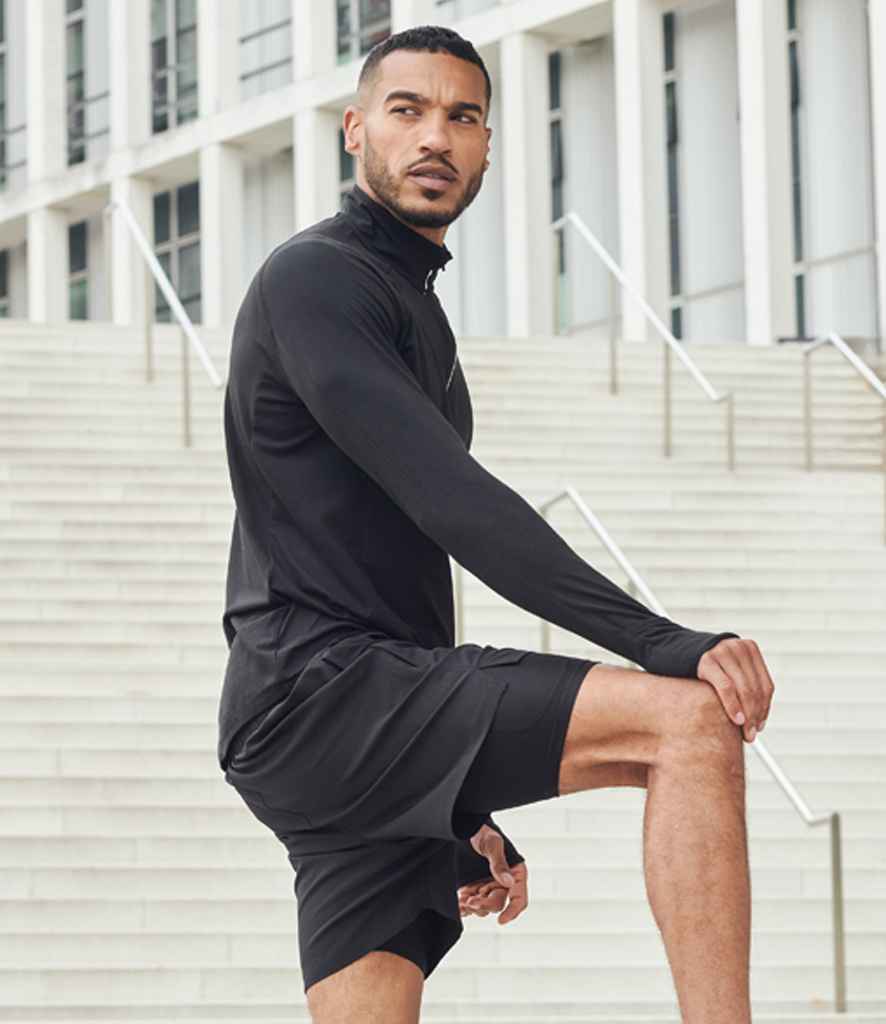 Tombo Long Sleeve Zip Neck Performance Top | Black Sweatshirt - Lancashire Teamwear