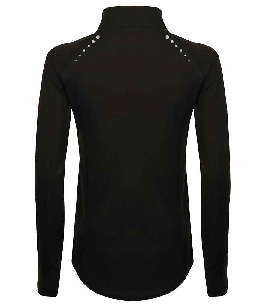 Tombo Ladies Long Sleeve Zip Neck Performance Top | Black Sweatshirt - Lancashire Teamwear
