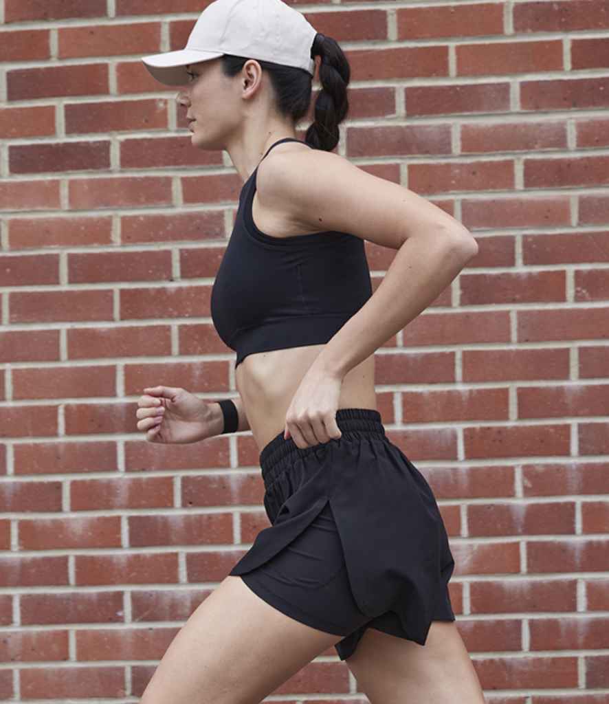 Tombo Ladies Double Layer Sports Shorts | Black/Black - Lancashire Teamwear