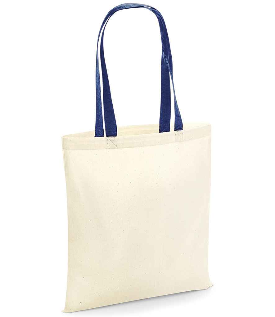 Westford Mill Bag For Life - Contrast Handles | Natural/French Navy - Lancashire Teamwear